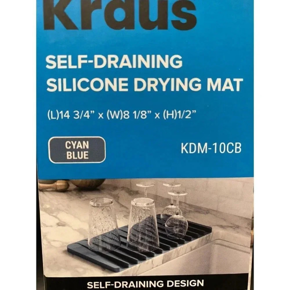 Kraus Kitchen SelfDraining Silicone Drying Mat Cyan Blue New14-3/4 x 8-1/8 x 1/2 - Picture 6 of 13